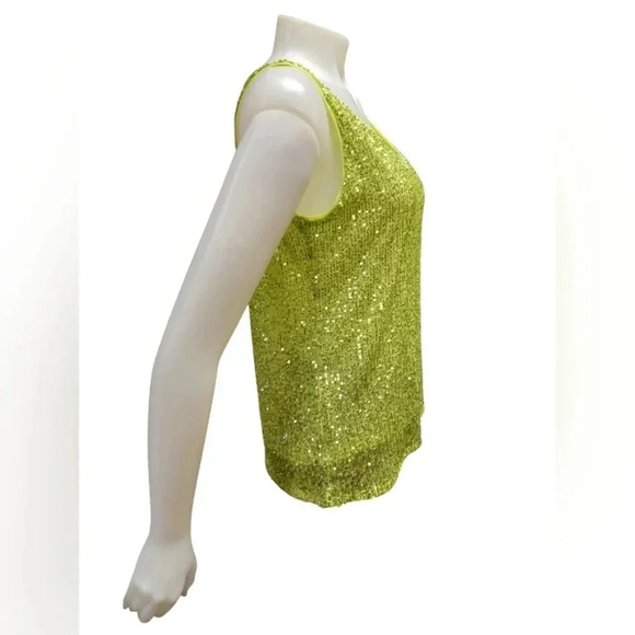 Anne Klein NWT Sleeveless Sequined Bright Green  Tank Size Medium - Picture 3 of 9